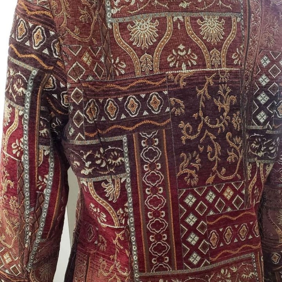 Christopher Banks Tapestry Blazer/Jacket. Deep Red Burgundy and Earth tones - Picture 5 of 10